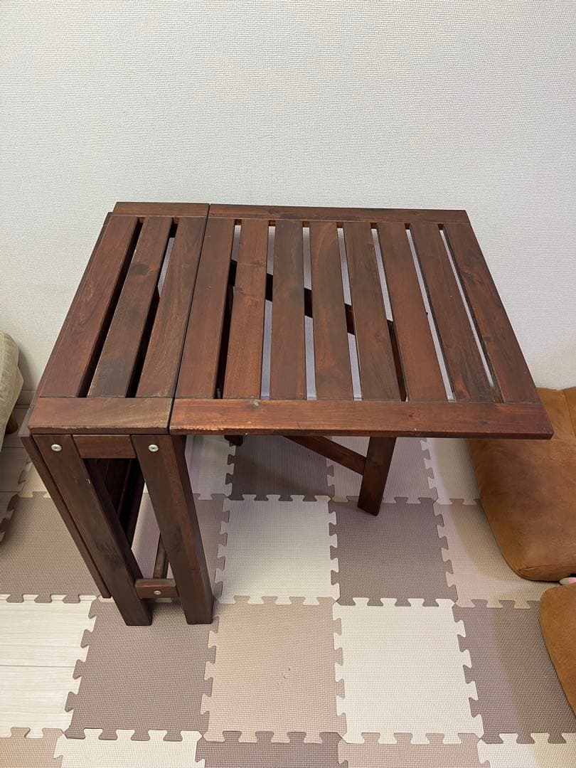 イケアIKEA エップラロー屋外用 折りたたみ木製テーブル ダークブラウン
