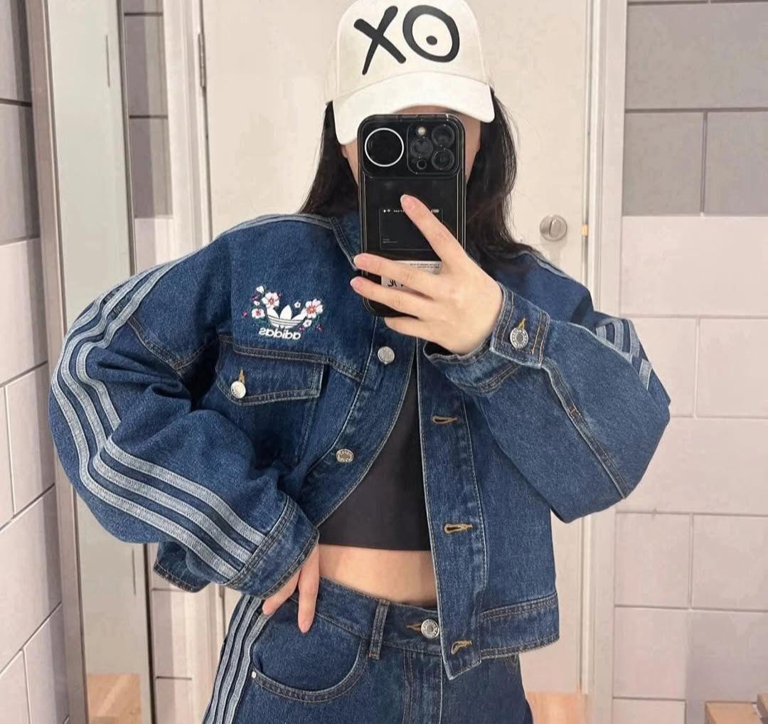 美品　アディダス　オリジナルス　デニム　花柄　刺繍　ジャケット　Gジャン