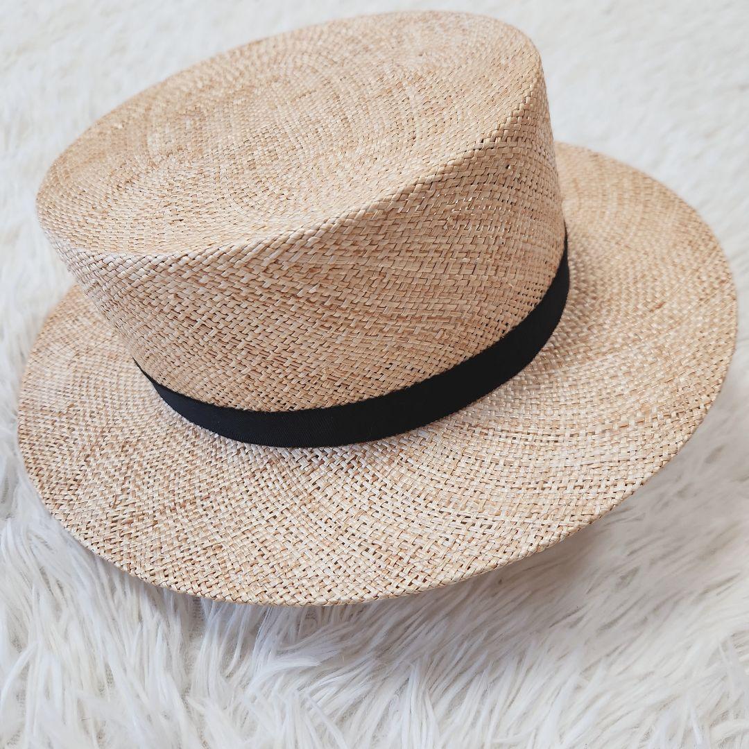 未使用に近い　カワムラ帽子店　カンカン帽　麦わら帽子　ナチュラル　インスタ人気店