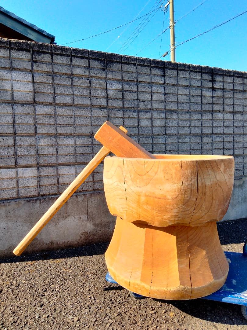 臼・杵セット　餅つき　古道具　お正月　イベント　うす　きね　もちつき　 ⑧