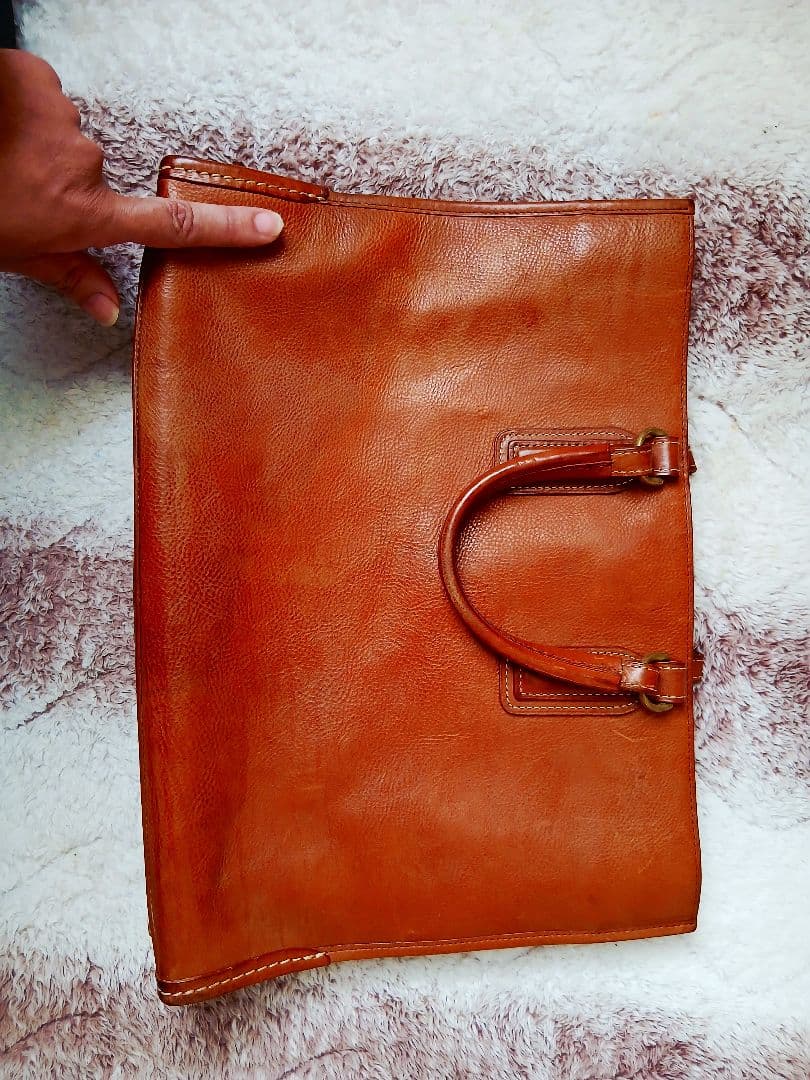 ブラウンレザー ビジネスバッグ ハンドル付き