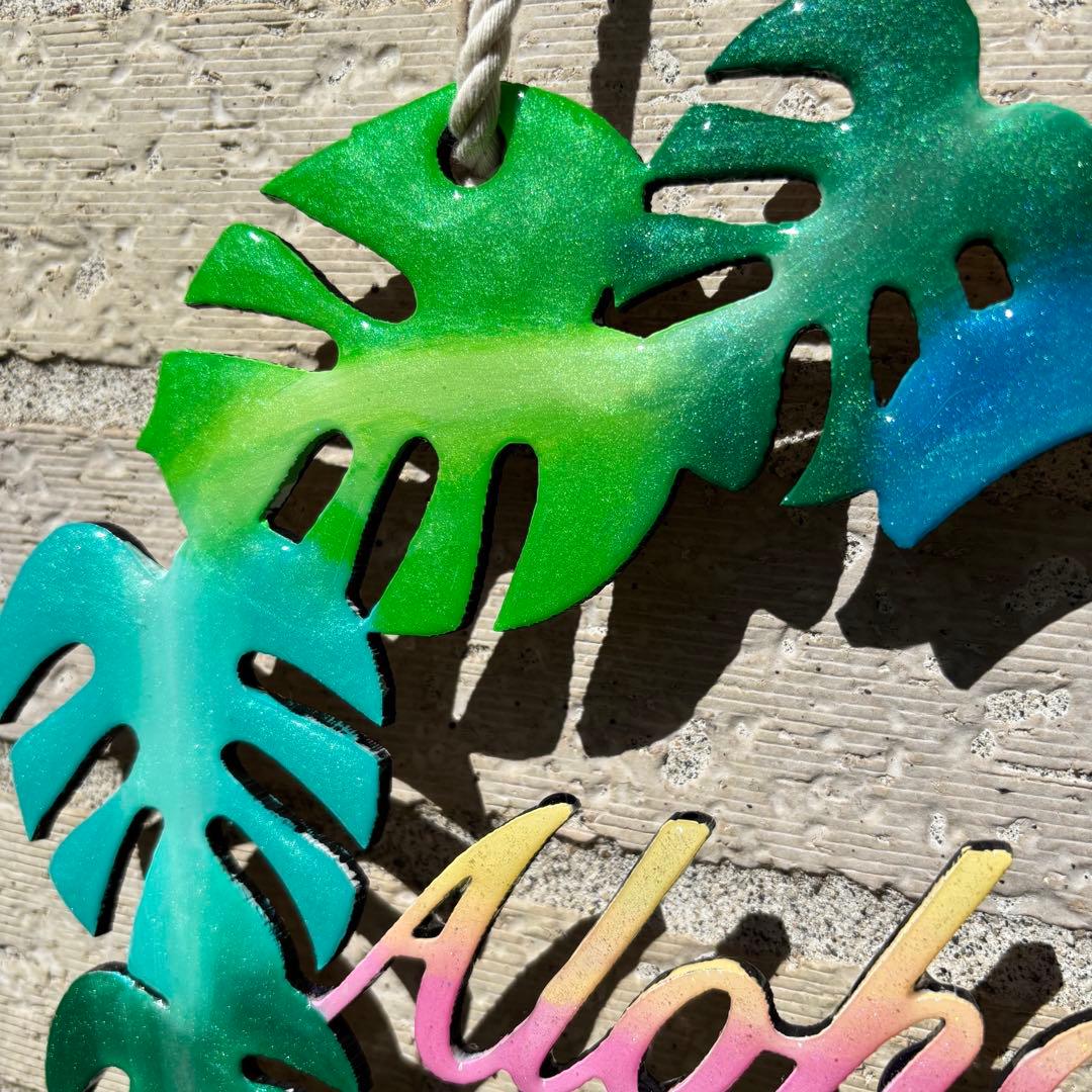 レジン　オーシャンアート　モンステラリース　海　29cm　No.1045