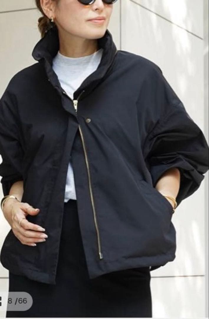 WASHED STAND ZIP ブルゾン　ブラック