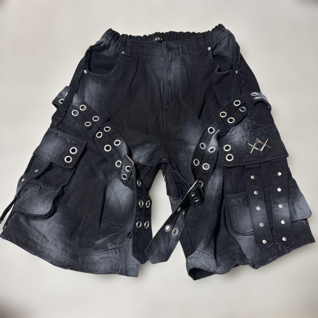 REFLEM/レフレム　顔料加工デニムハーフパンツ　ブラック　1点