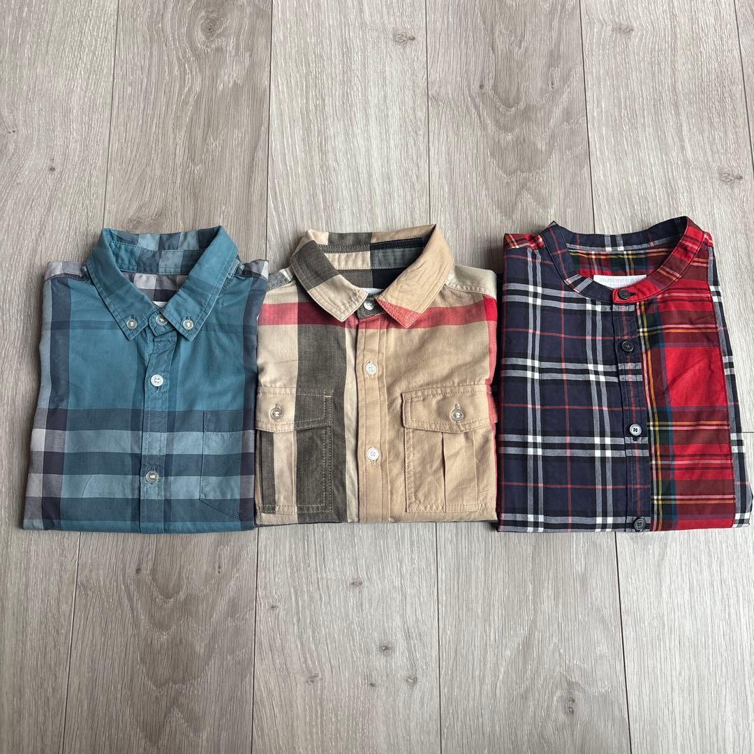【送料込み／3枚セット】　BURBERRY チェック 長袖シャツ 116、120