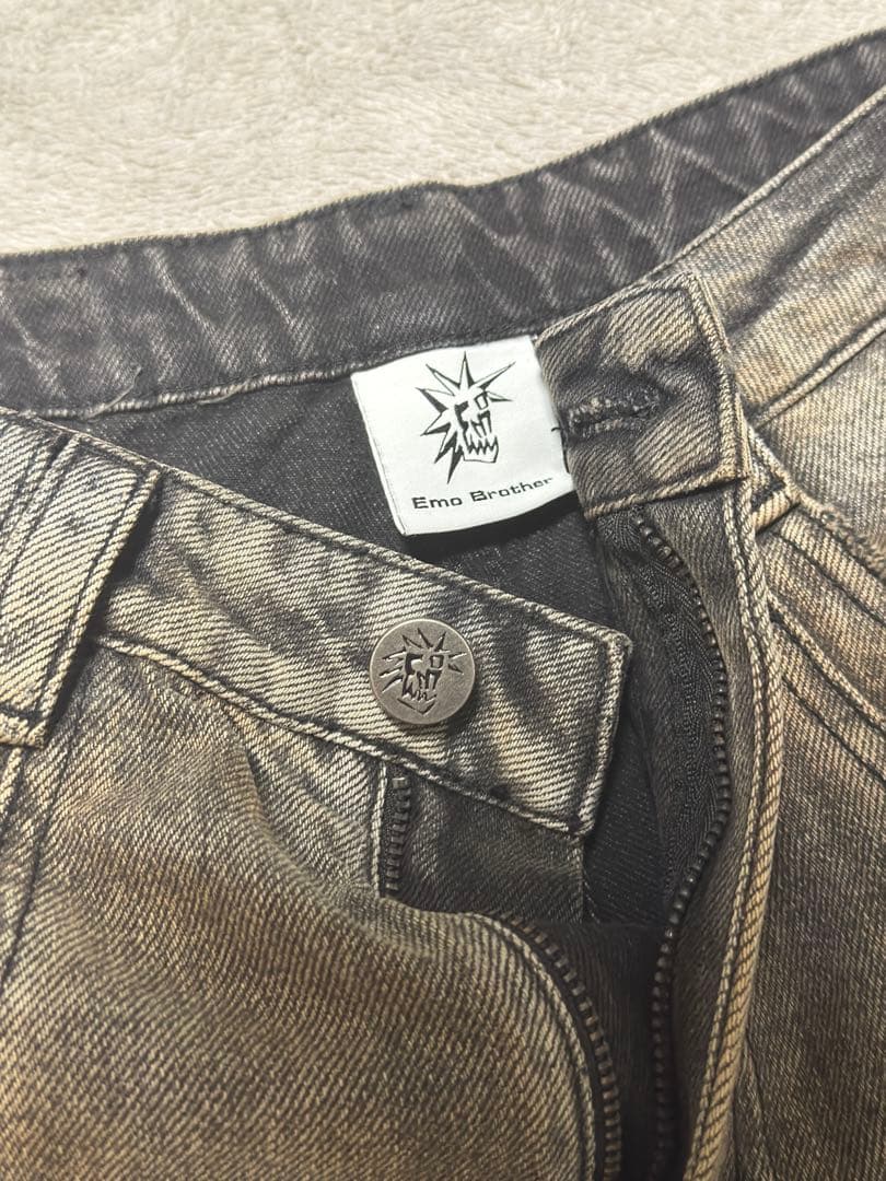EMOBROTHER ダメージ加工 ワイドデニムパンツ