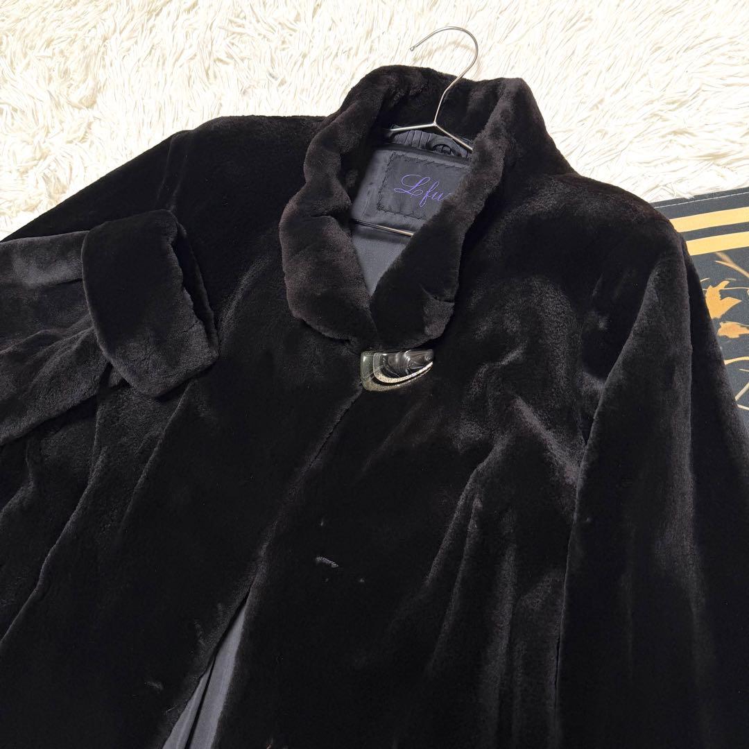 総丈91 裾160 ミンク ブラック エルファー シェアード L相当 セミロング