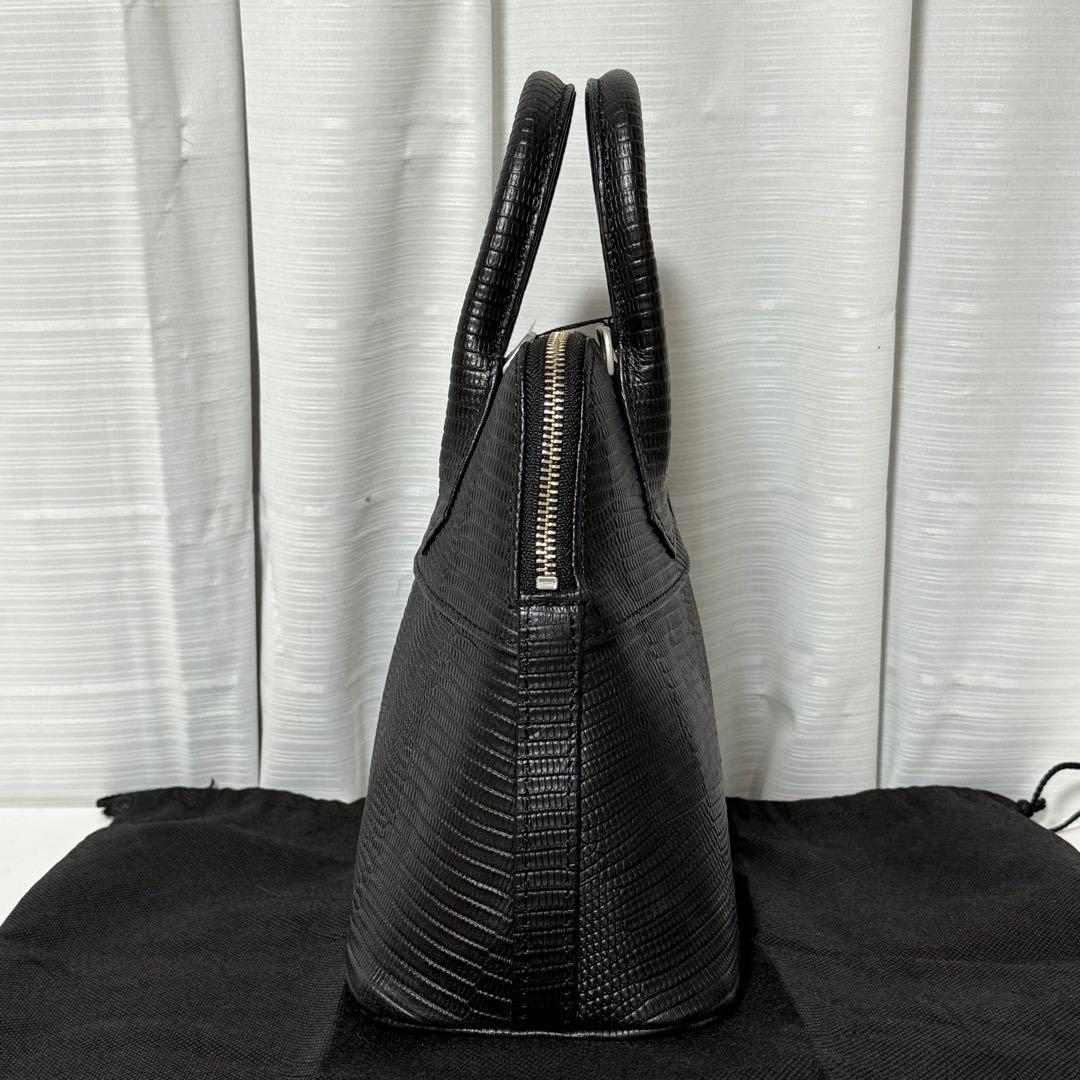 ⭐️新品未使用⭐️　M.U.L.　ハンドバッグ　リザード型押し　2way　ブラック