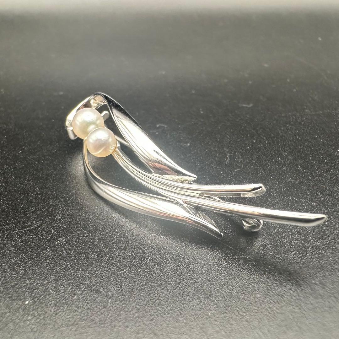 極美品✨　MIKIMOTO ミキモト　パール　ブローチ　ロゴ　刻印　1633