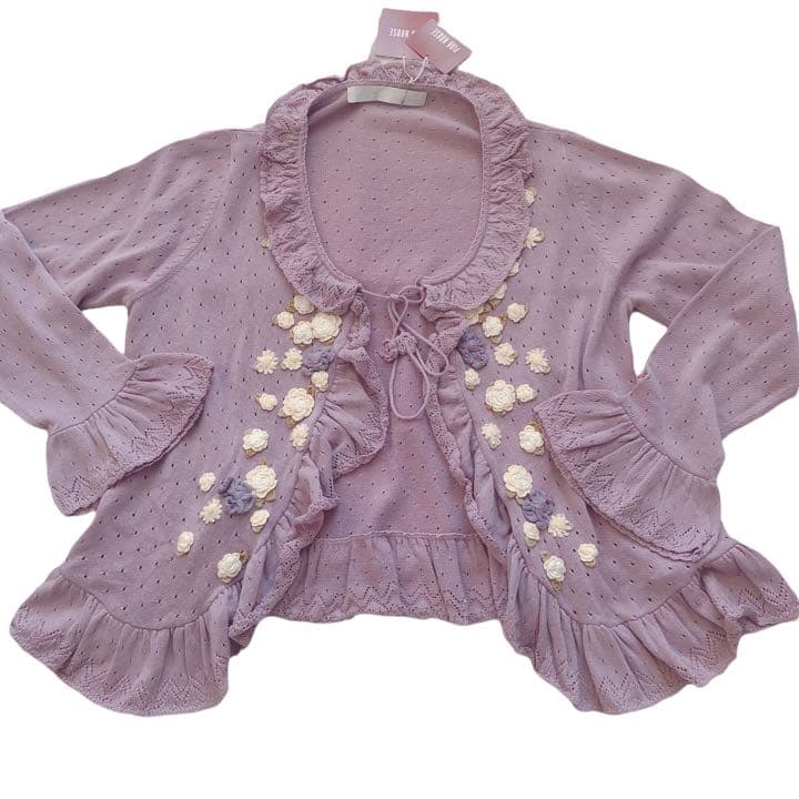 【新品タグ付き】ピンクハウス バラのモチーフ付きカーディガン スカートの2点