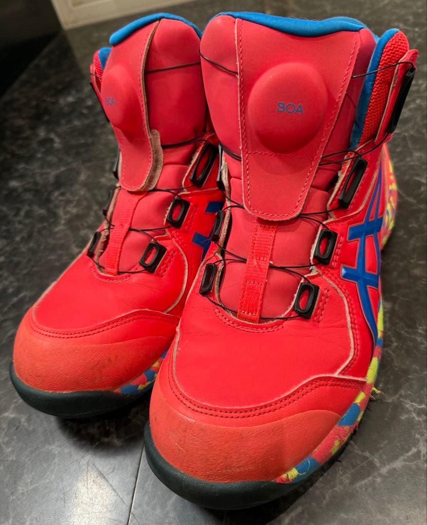 ASICS 安全靴 赤 カラフルソール