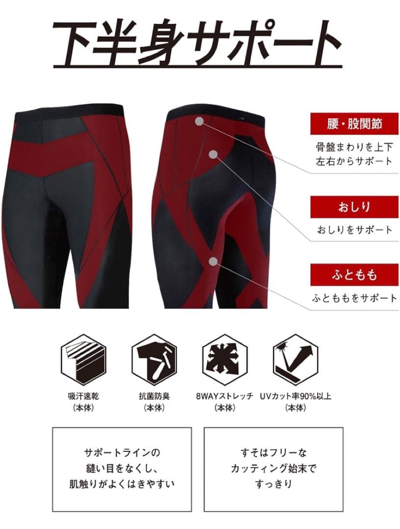 《美品》 CW-X スポーツタイツ ハーフ ブラック M メンズ