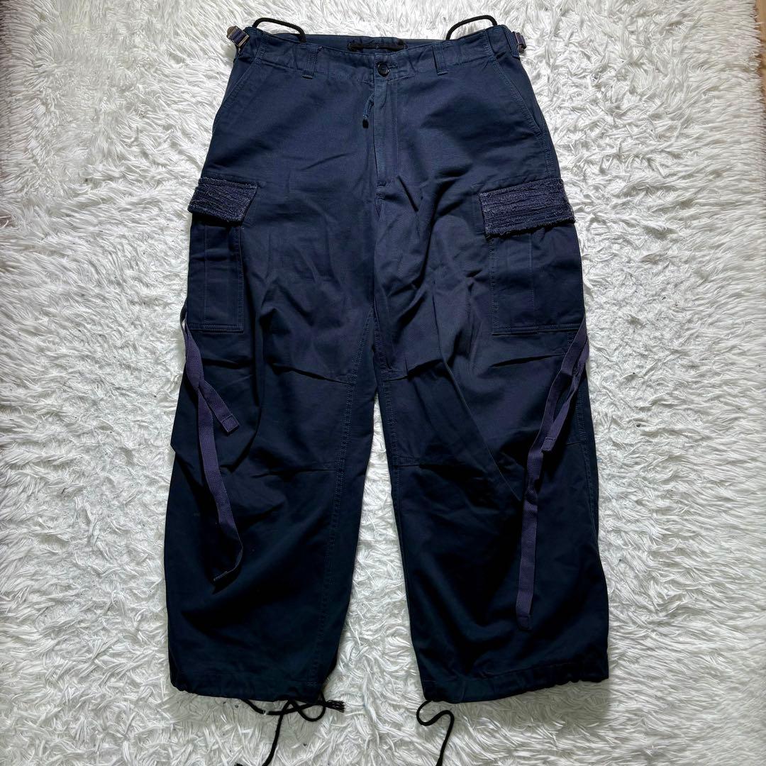 【美品】KUON カーゴパンツ　ミリタリー　ネイビー　M 綿　ワイド　日本製