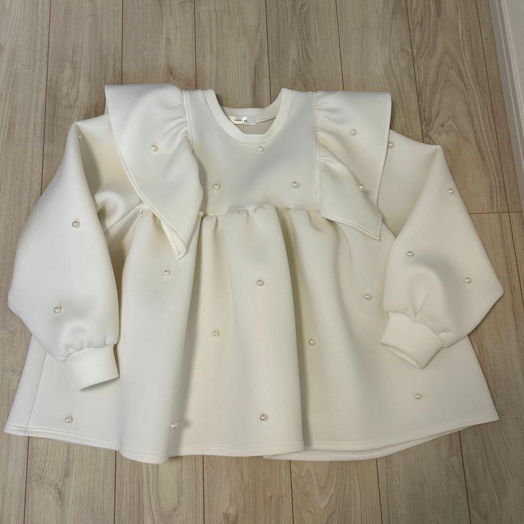 MARRY ME angel sweatホワイト フリルチュニック Fサイズ