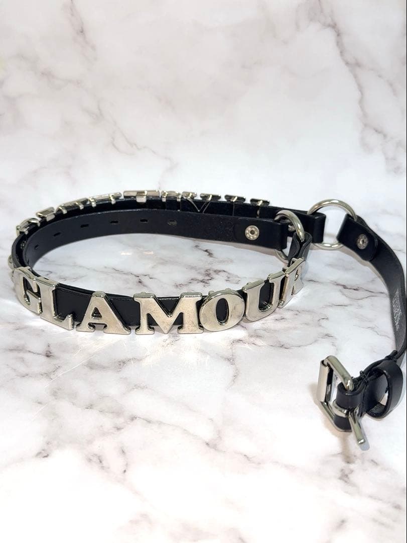 美品【HYSTERIC GLAMOUR】スタッズ＆ロゴ 細レザーベルト