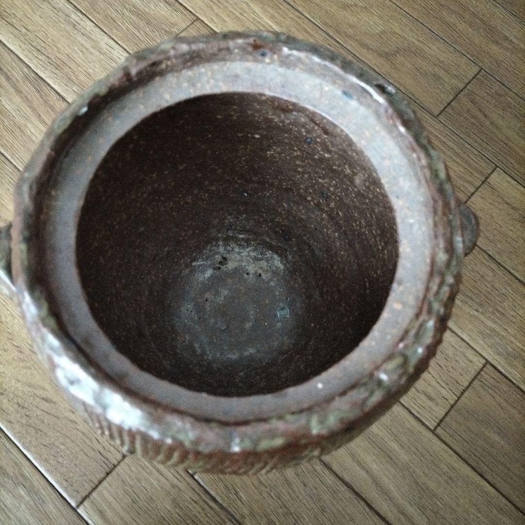 美品！人間国宝　澤田重治作　常滑焼工法　紐作り　蓋付きつぼ