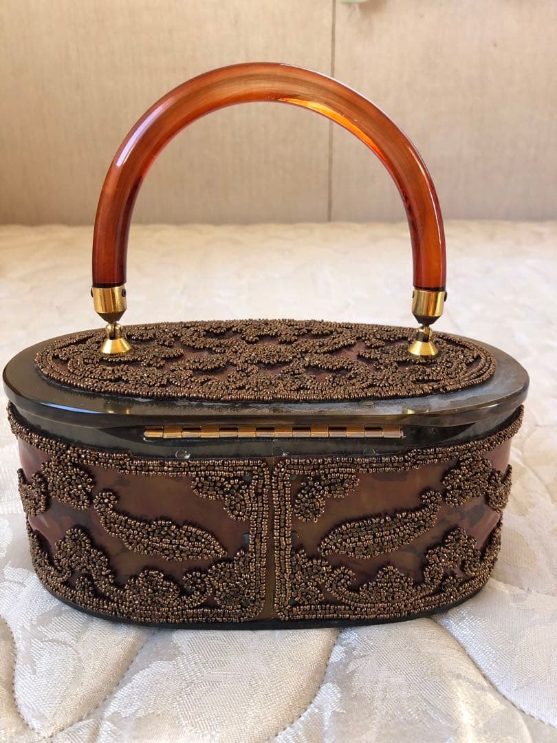 ヴィンテージ　ルーサイトバッグ　ビーズ