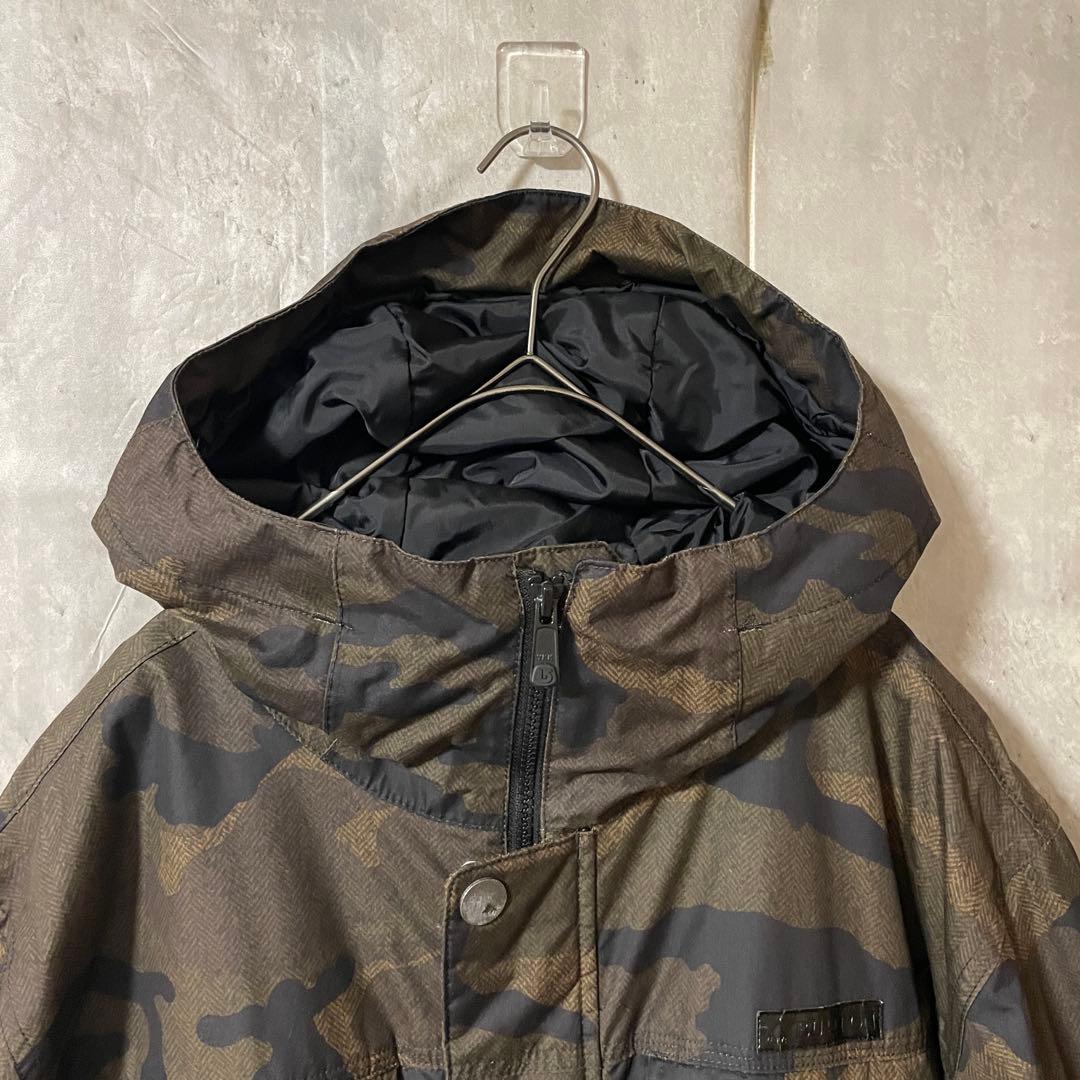 Burtonバートンスキーウェアスノーボードジャケットパーカーフード付き迷彩茶色