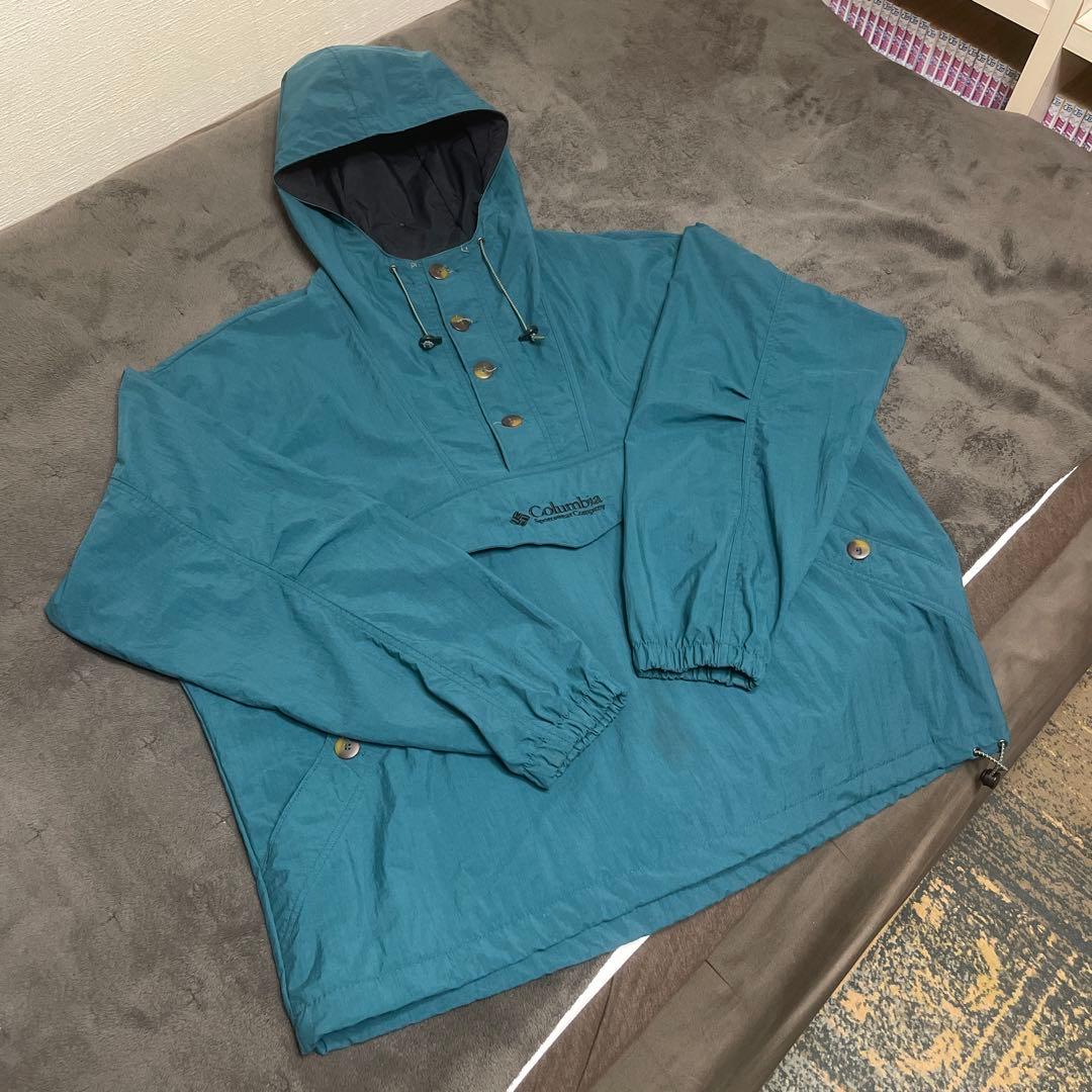 古着 90s Columbia コットンウッド アノラックパーカー ターコイズ