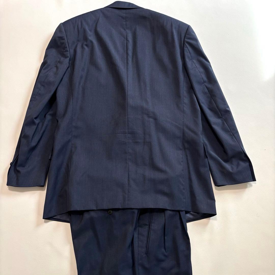 ヒューゴボス イタリア製生地 XLサイズ スーツ セットアップ ダブル ネイビー