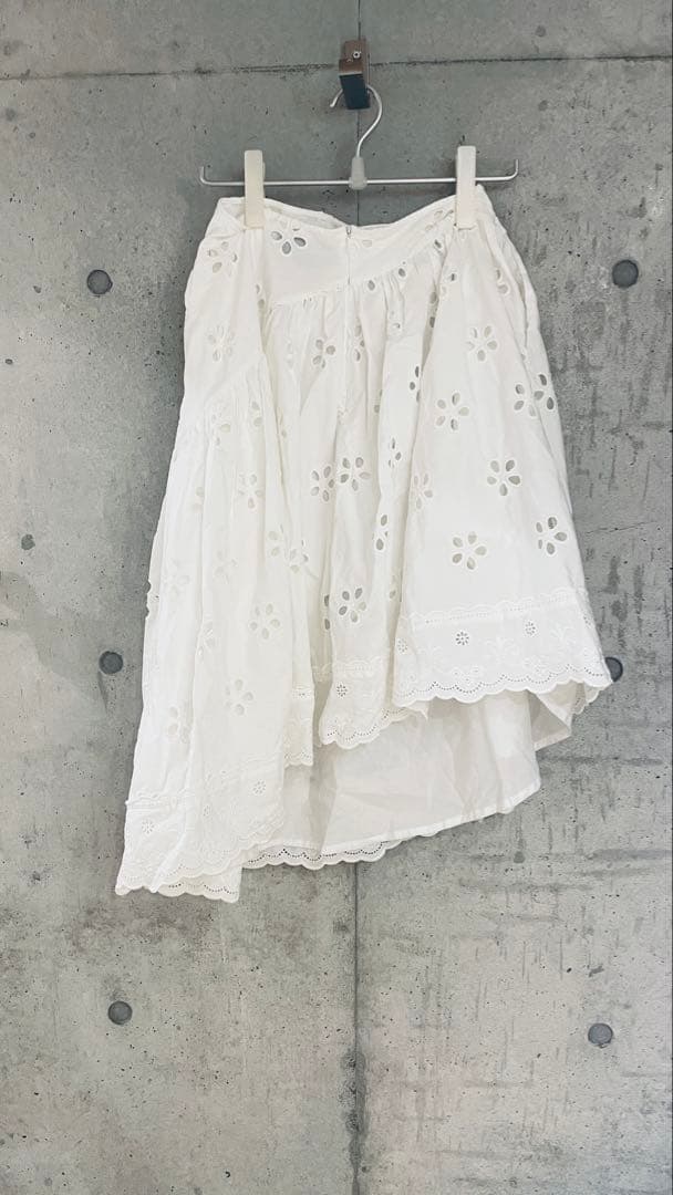 Simone Rocha 刺繍入りホワイトフレアスカート　シモーネロシャ　UK8