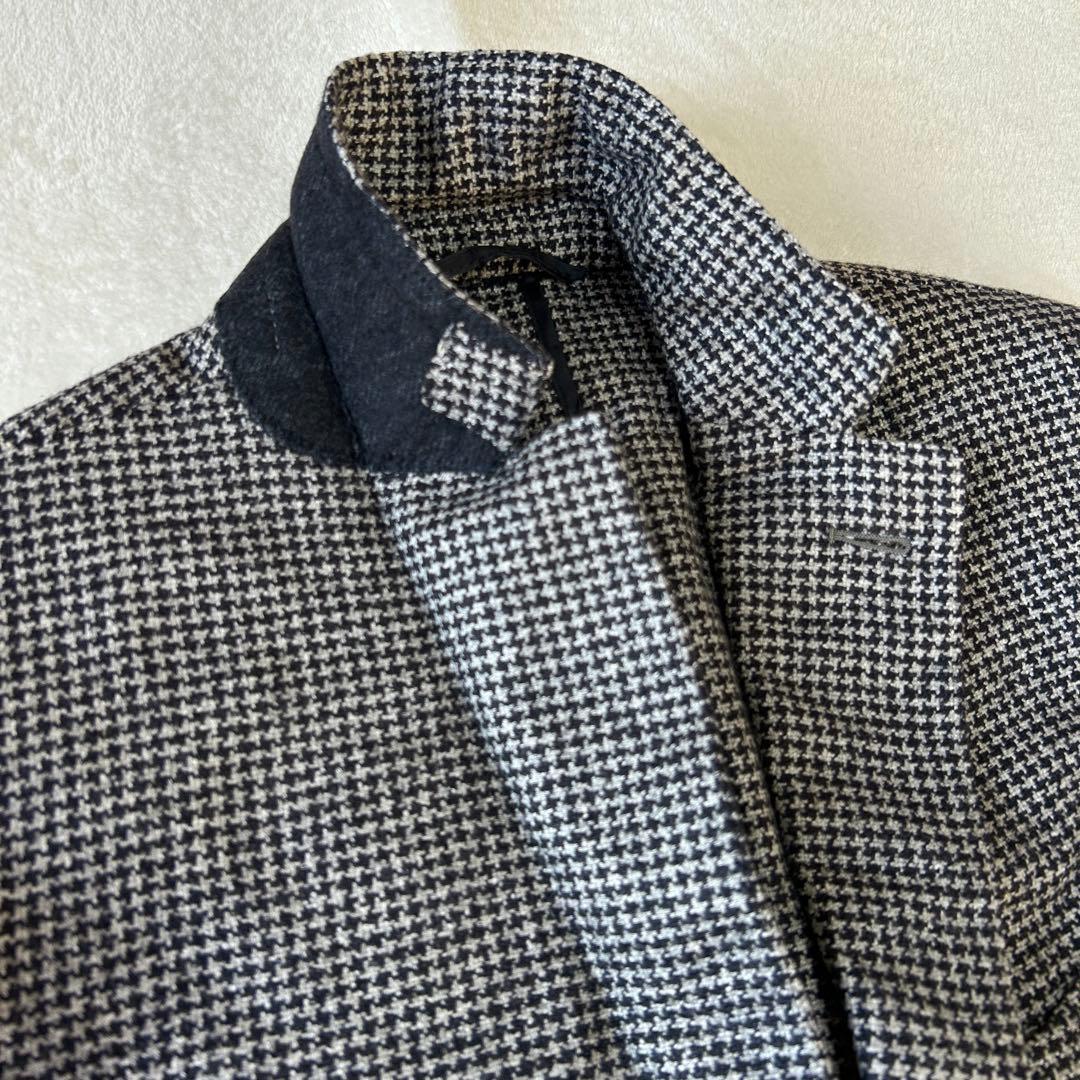 美品 エルメネジルドゼニア カシミヤ シルク ハウンドトゥース ジャケット48