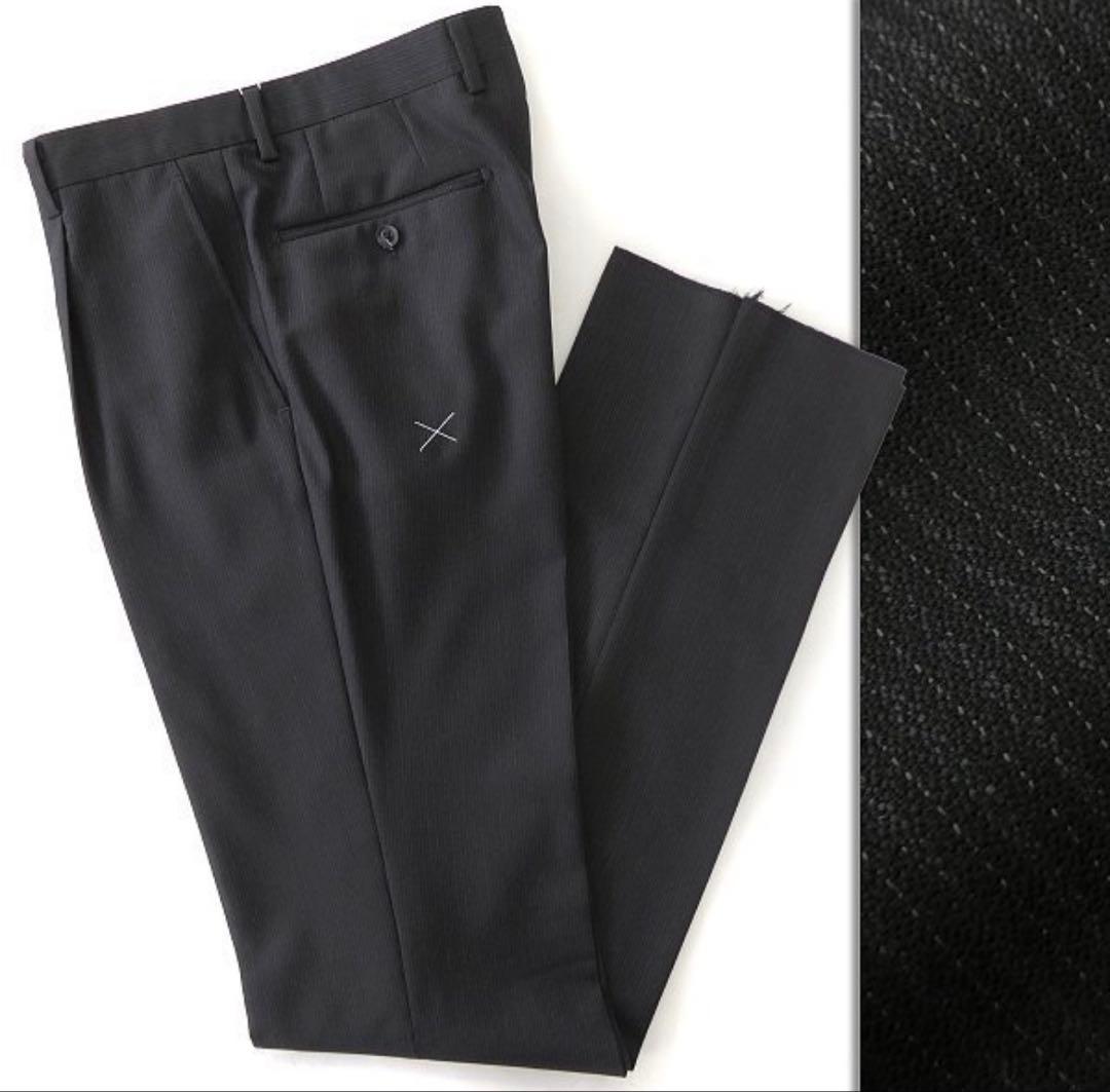 【新品】サヴィルロウ 英国 ウール ストライプ ダブルスーツ YA6 濃灰