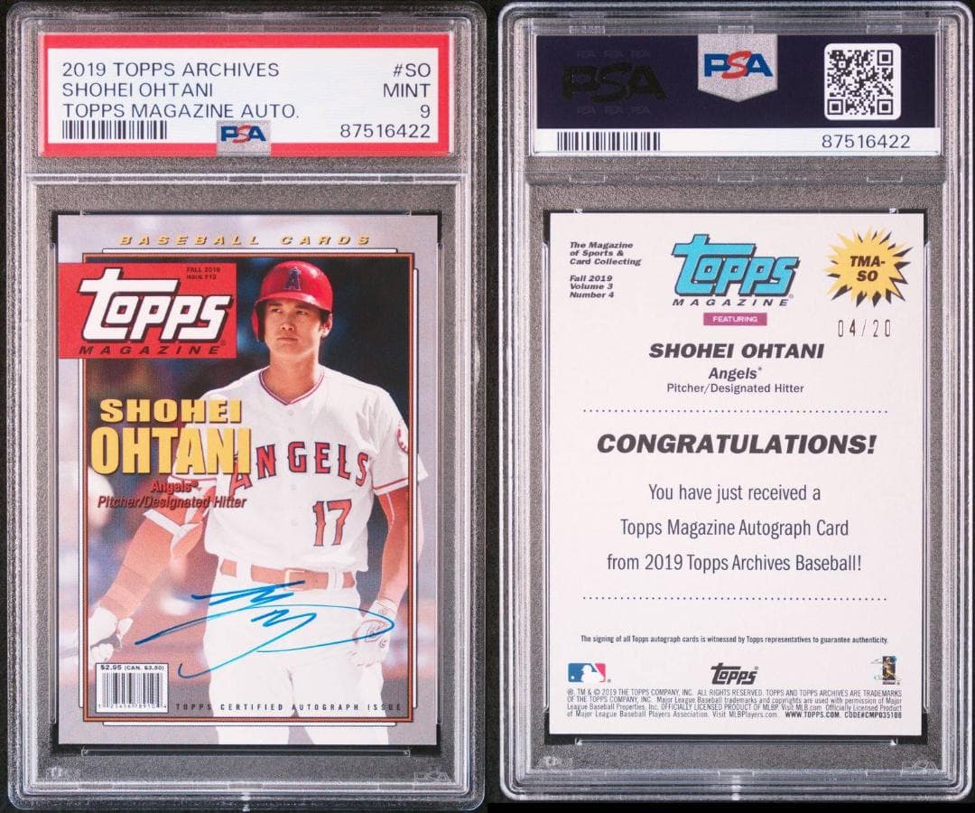 【超レア_PSA9】大谷翔平_オンカード初期型サイン_ 世界20枚_1桁シリアル