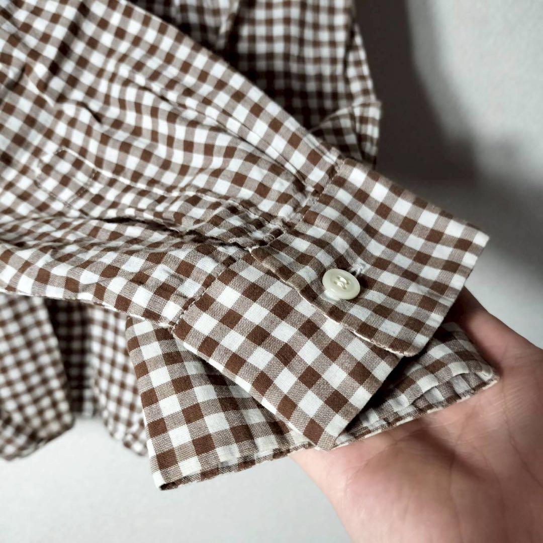 トリココムデギャルソン 立体フリルシャツ チェック バラ 花 丸襟 コットン綿