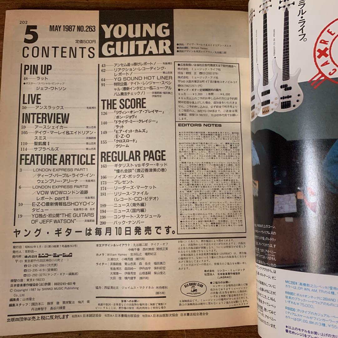 ヤングギター 1987年5月号　アイアンメイデン