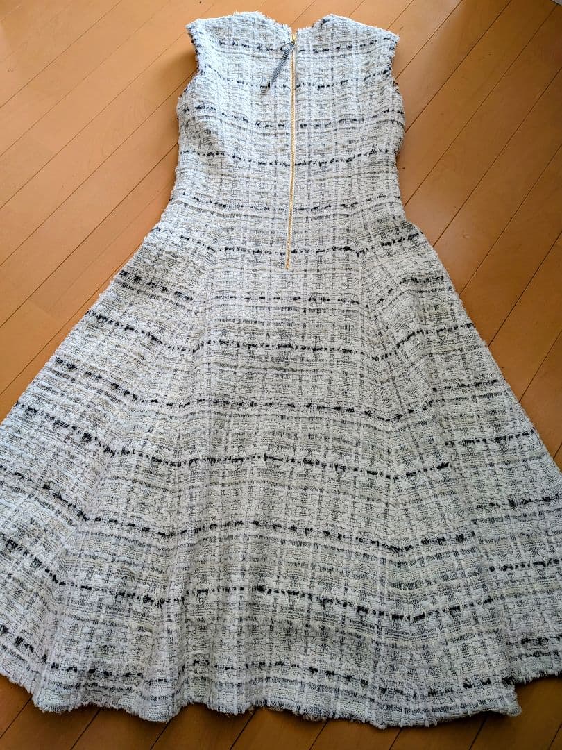 ANAYI　ノースリーブ ツイード フレアワンピース