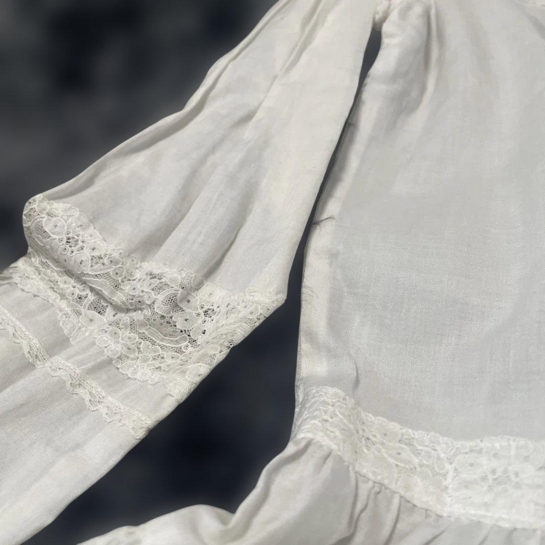 PINK HOUSE ピンクハウス　レース＆フリル　長袖コットンブラウス