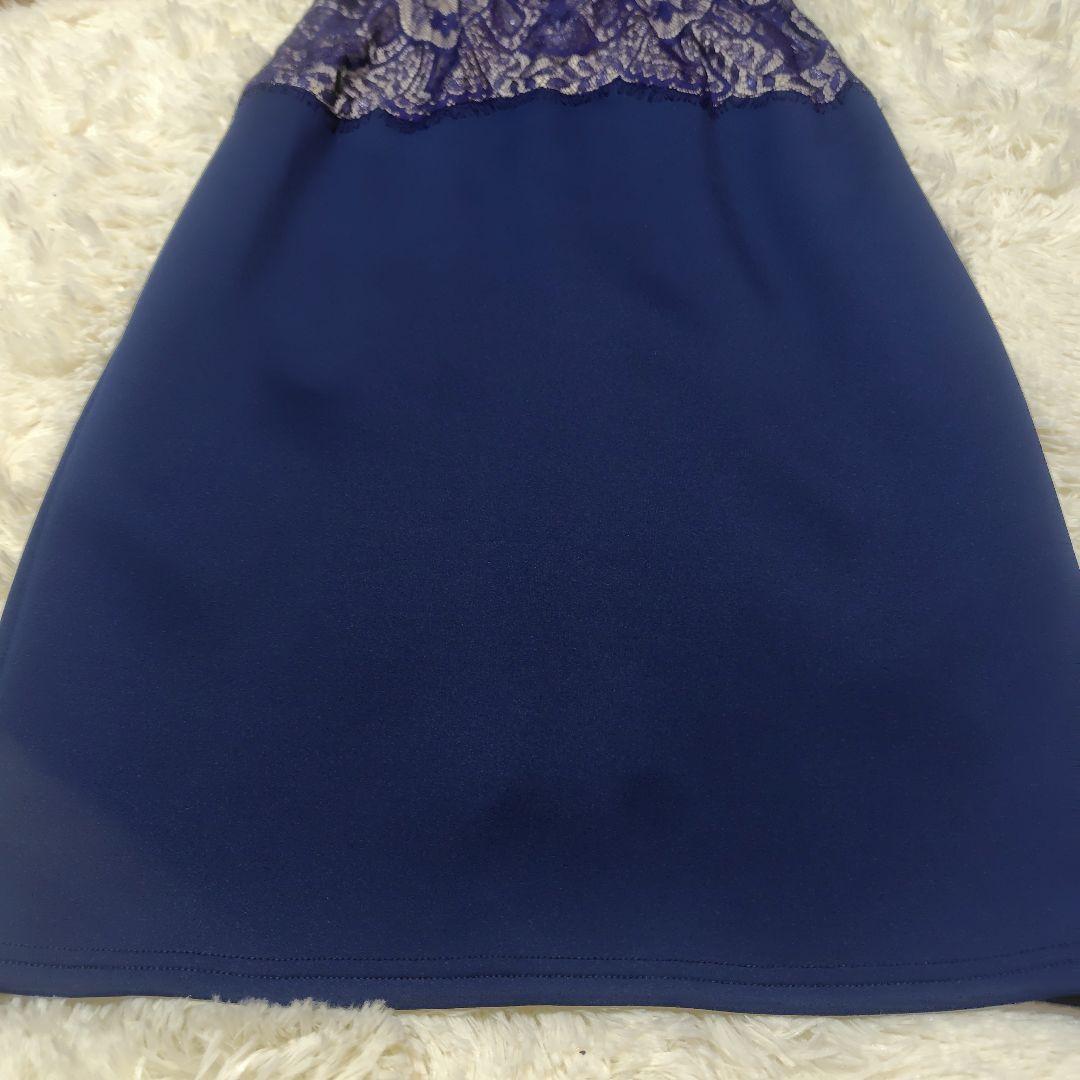 【美品♡定価８万】タダシショージ　リボンベルト付きレースドレス　ネイビー　2