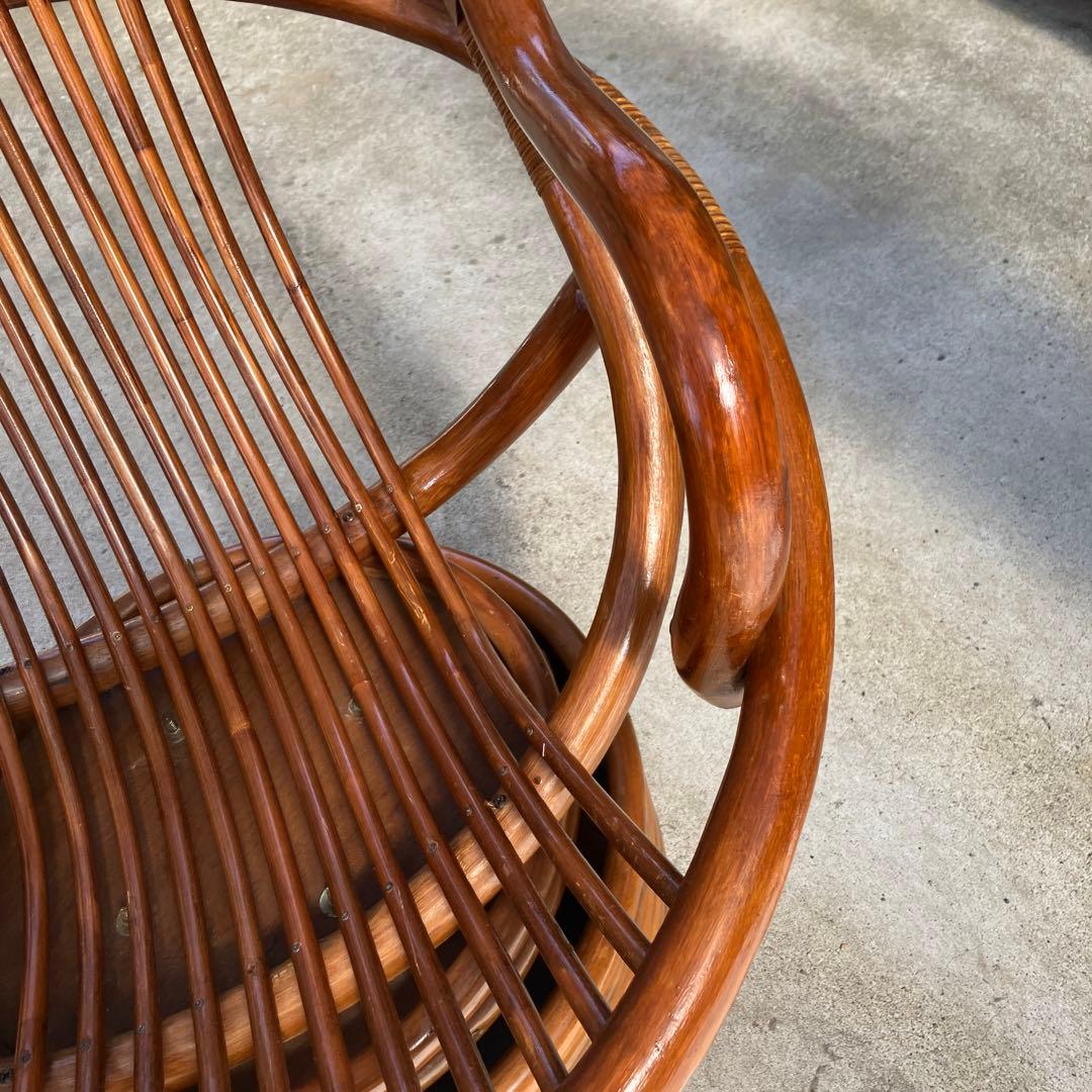 ラタン回転チェア　籐椅子　レトロ