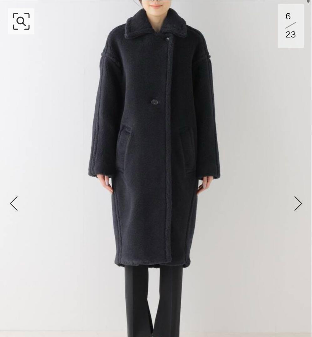 CINOH ボアロングコート　ネイビー　サイズ36