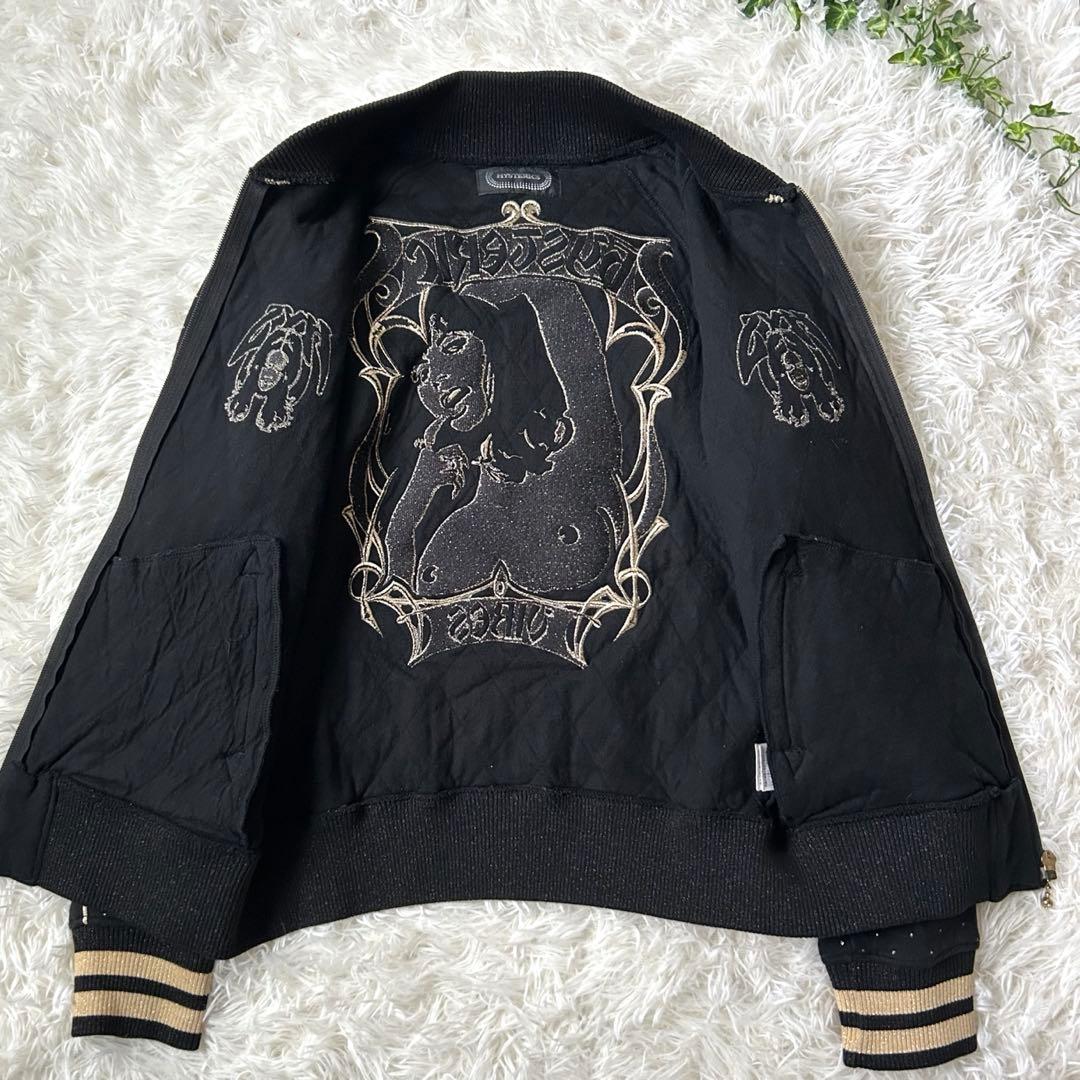 ヒステリックス　キルティング　スタジャンジップアップ　ヌードガール　ゴールド刺繍