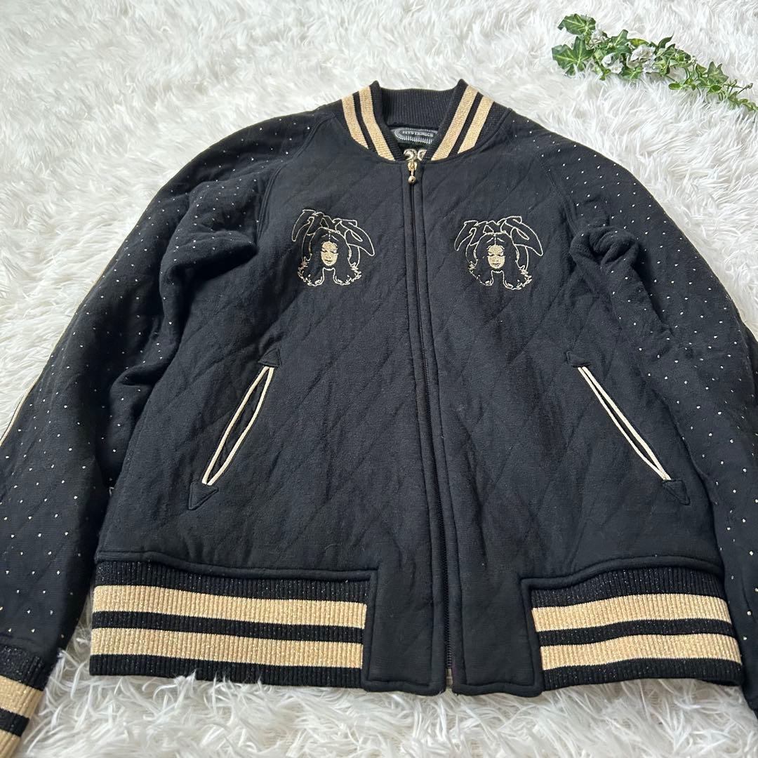 ヒステリックス　キルティング　スタジャンジップアップ　ヌードガール　ゴールド刺繍