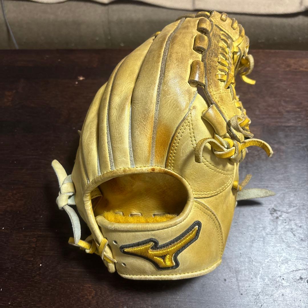 ミズノプロ硬式グローブ 黄色 レザー製