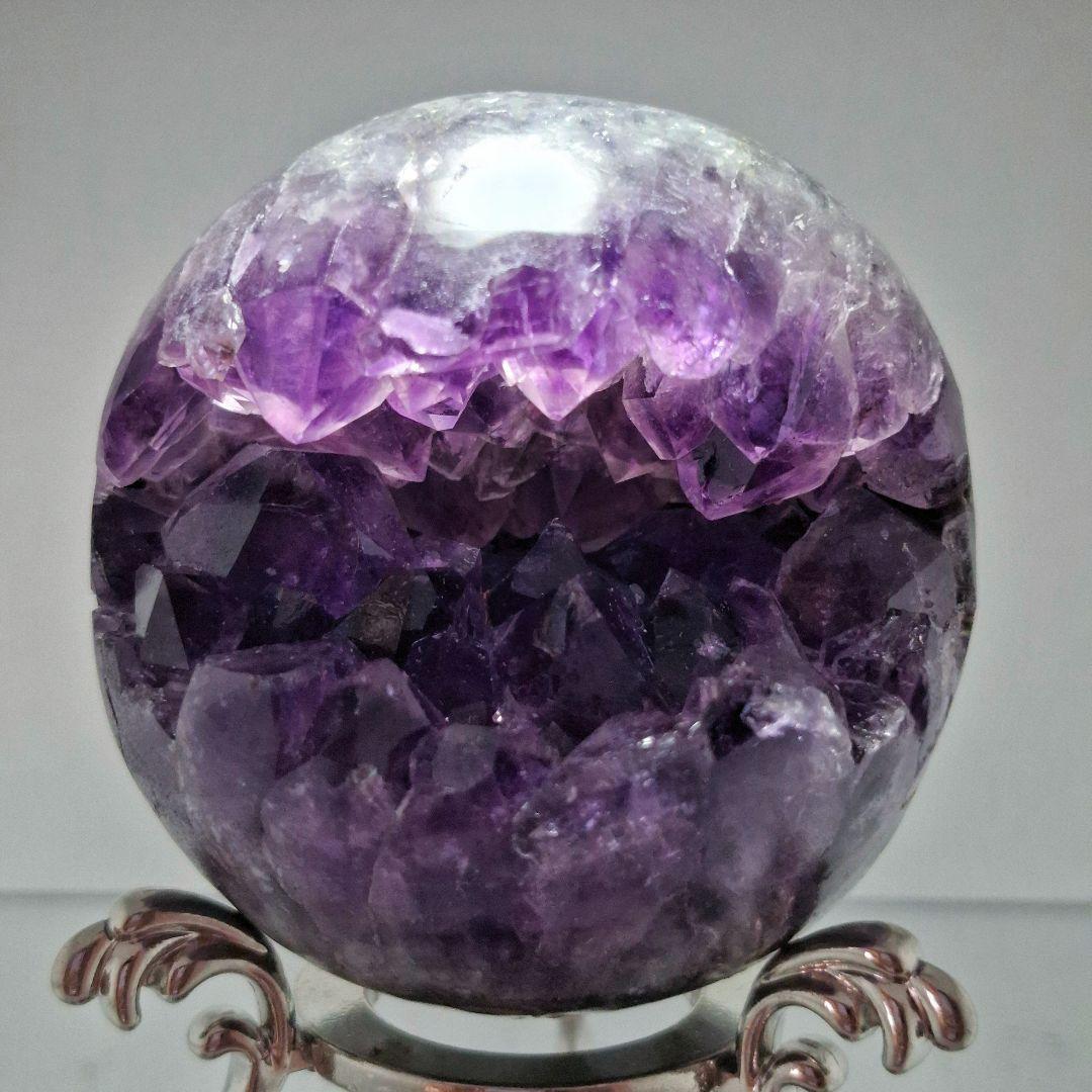 アメジスト クラスター 笑口 スフィア　台座付き