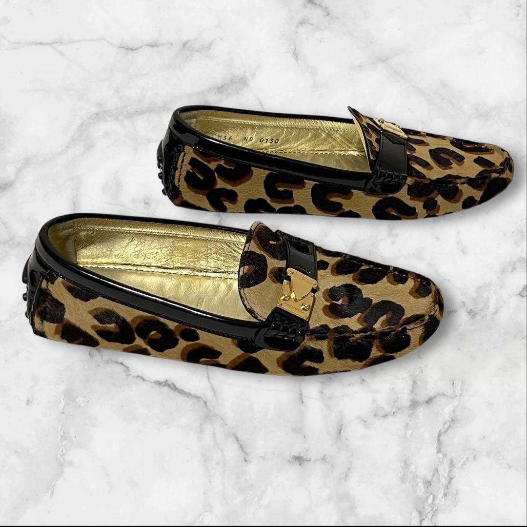 818　LOUIS VUITTON ヒョウ柄 ドライビングシューズ