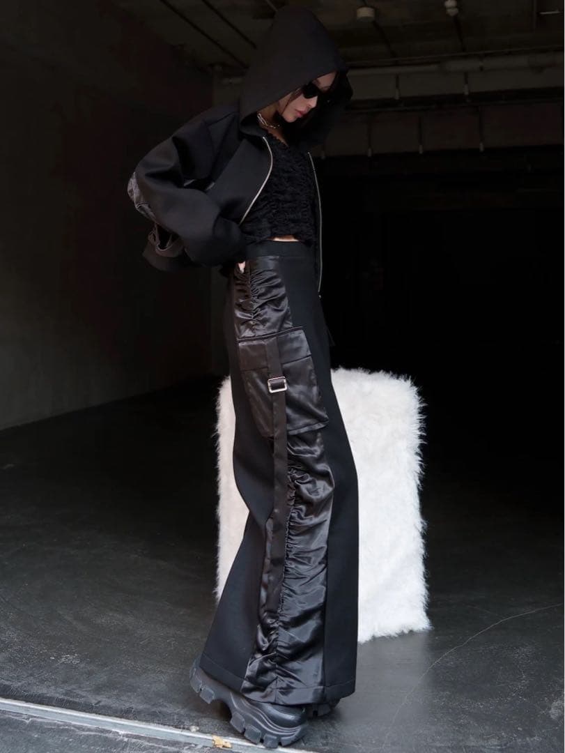 ❤︎glamlips サイドギャザー　ZIPフーディ　SETUP ブラック❤︎