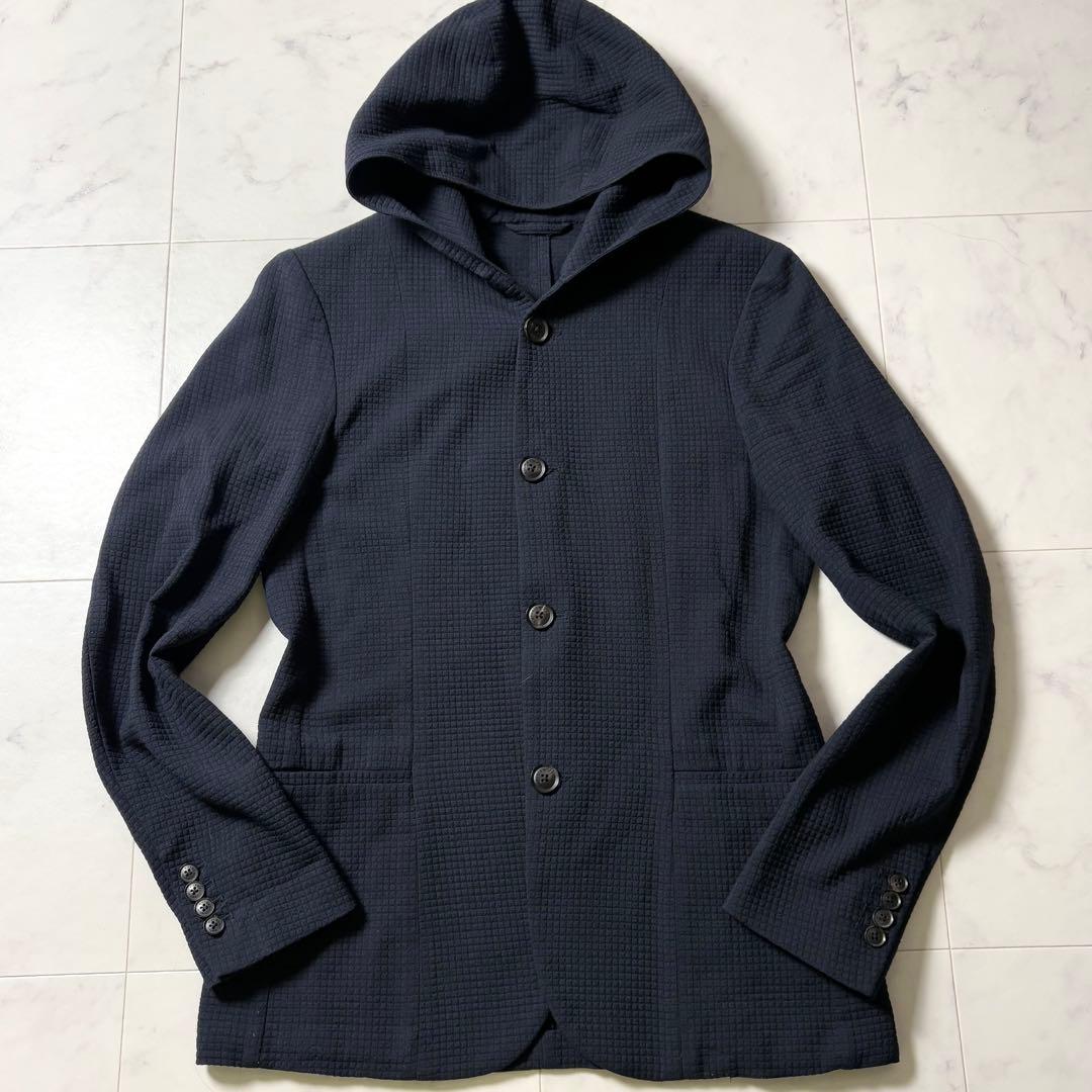 【美品】エンポリオアルマーニ 凹凸ワッフル フード テーラードジャケット 46