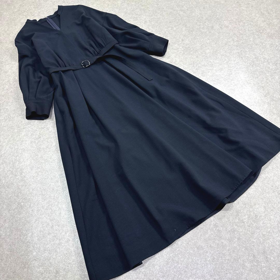 ANAYI アナイ フレア ワンピース Aライン ベルト付き ネイビー 36