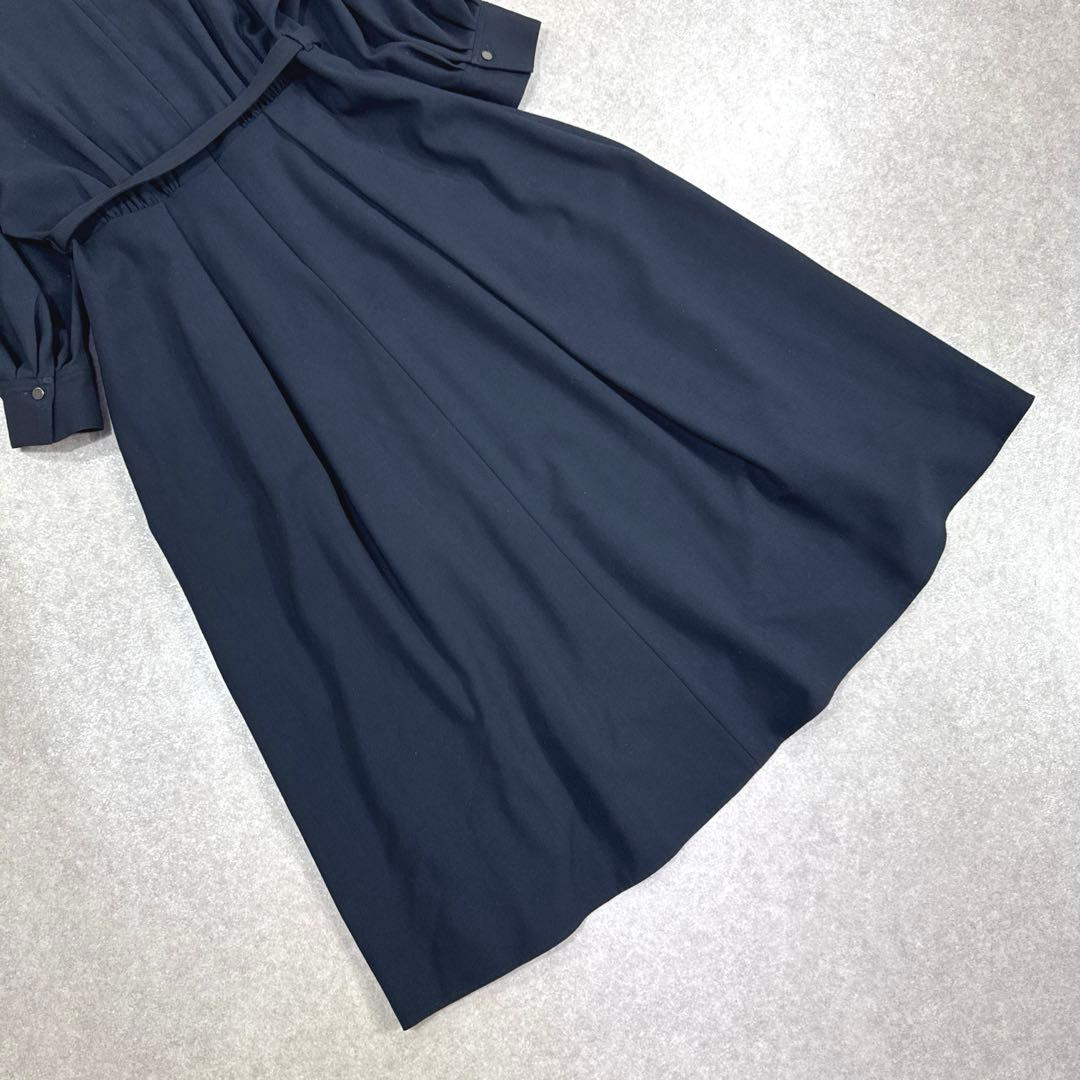 ANAYI アナイ フレア ワンピース Aライン ベルト付き ネイビー 36