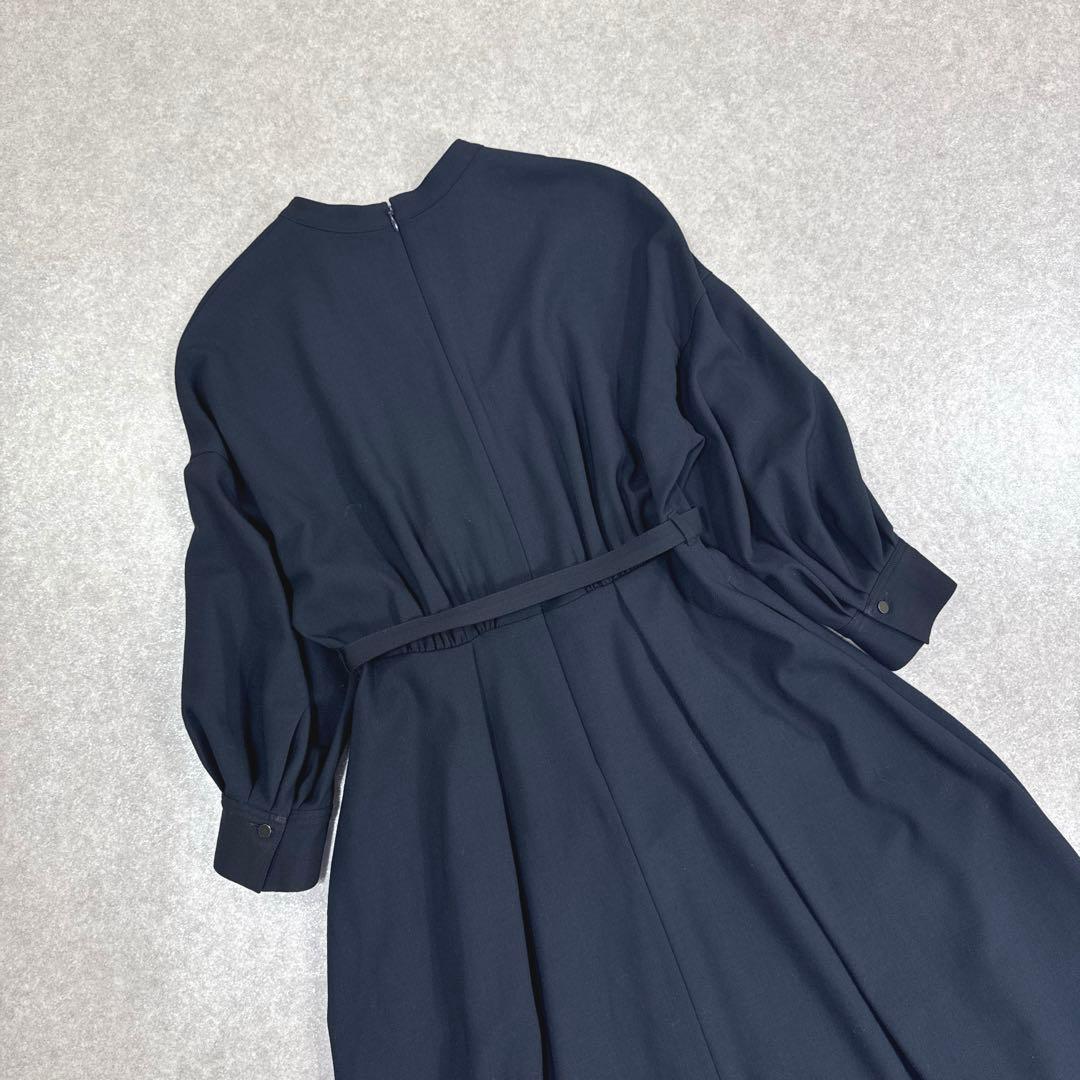 ANAYI アナイ フレア ワンピース Aライン ベルト付き ネイビー 36