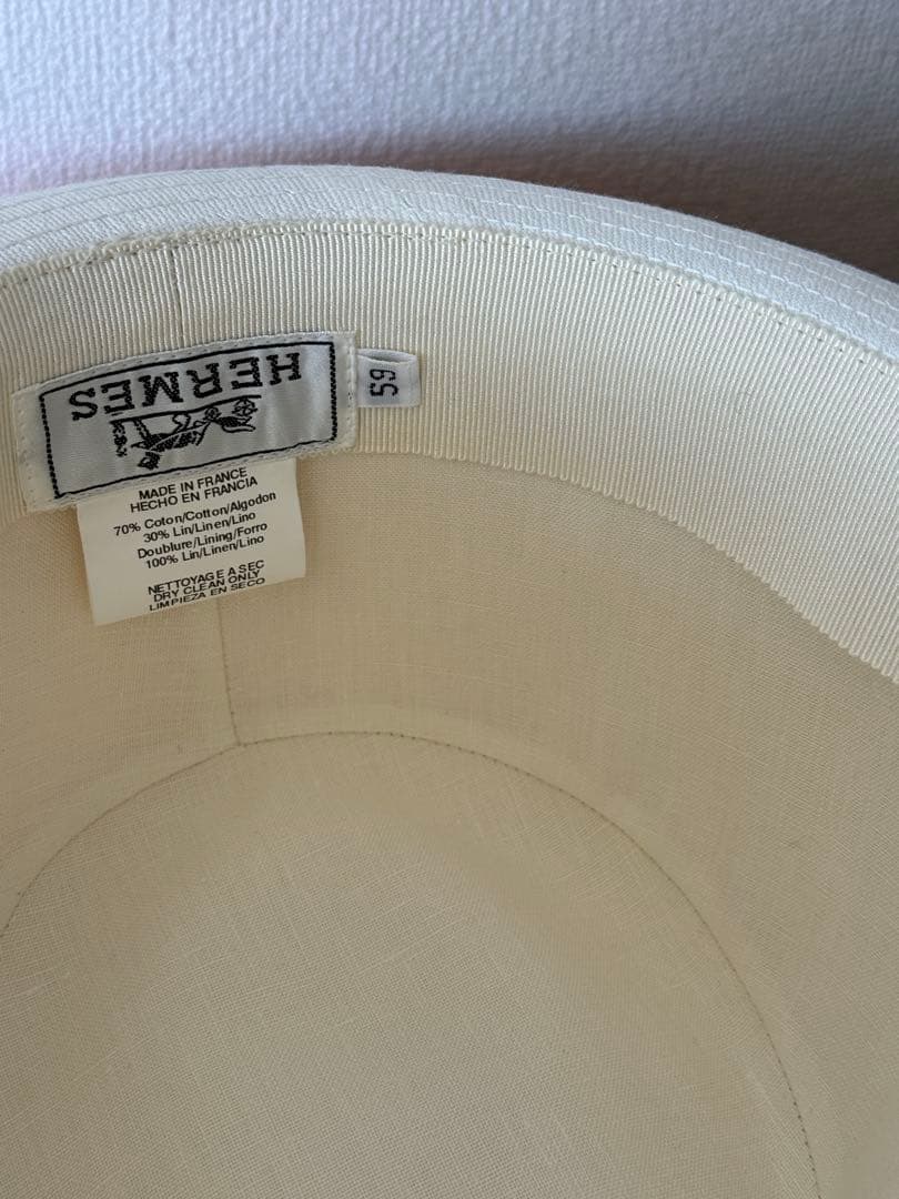 HERMES ホワイト ブラック ハット 59 エルメス パナマハット
