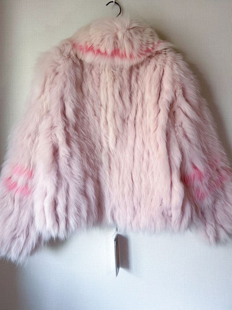 【新品未使用】ピンク フォックスファー コート 本毛皮 リアルファー 美品