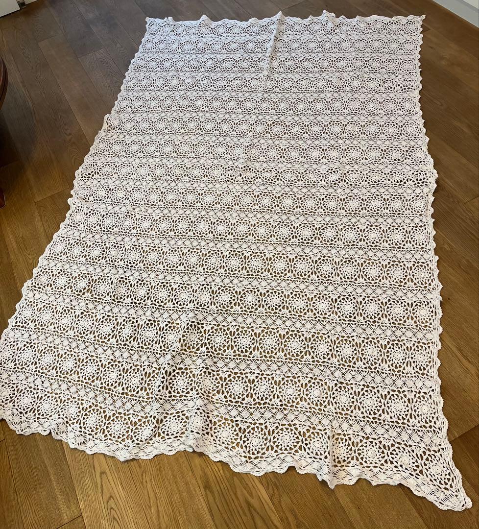 ハンドメイド レース編み テーブルクロス ソファカバー カントリー レトロ 大判