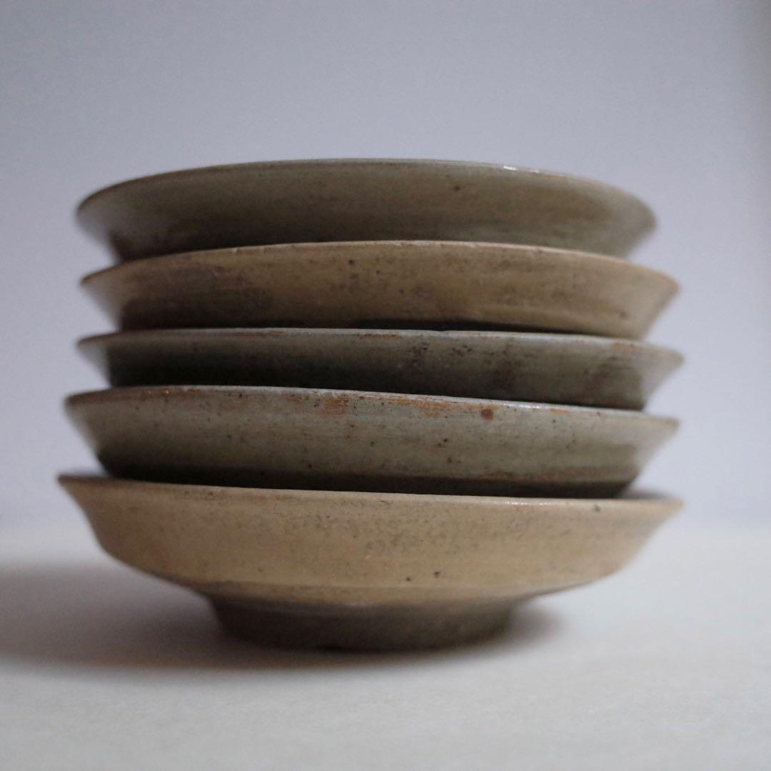 瀬戸　灰秞皿5枚組　江戸期　/古瀬戸　美濃