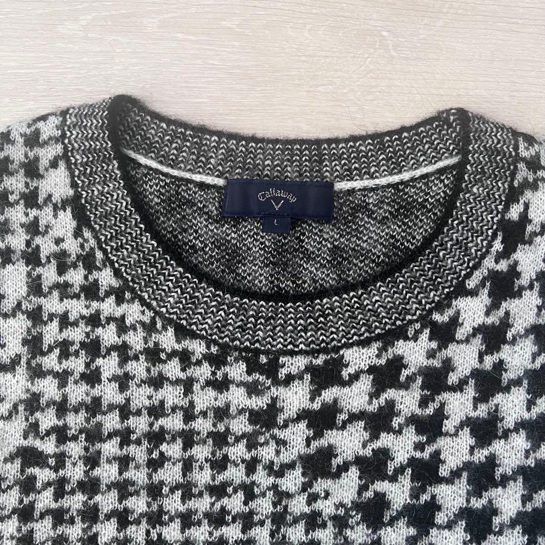 キャロウェイ CALLAWAY 千鳥柄ニットセーター ホワイト L 25FW